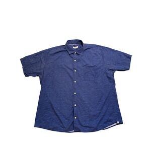 Peter Millar Shirt Men's Size XL Blue Short Sleeve‎ Button Up Patterned Casual